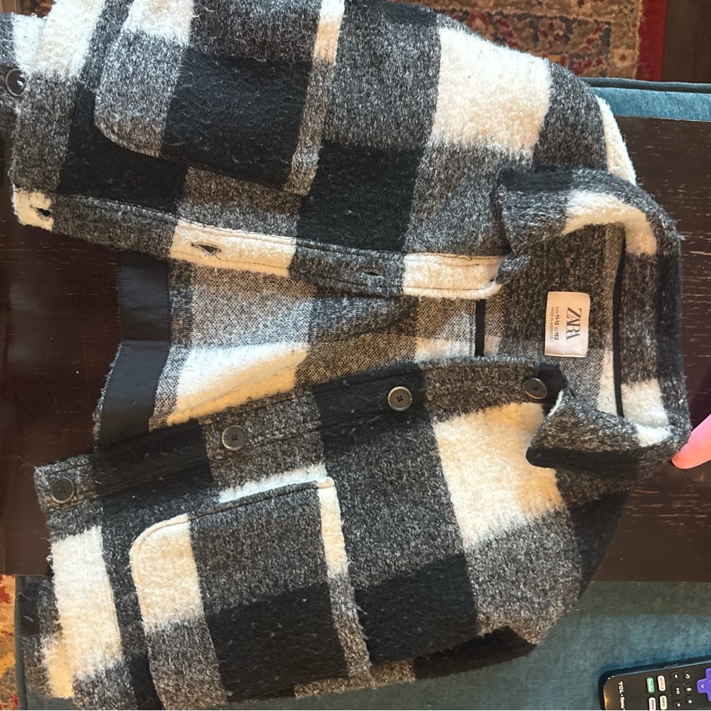Zara Black and White Plaid Kids Jacket